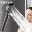 Pommeau de Douche Réglable 5 Modes avec Flexible Noir