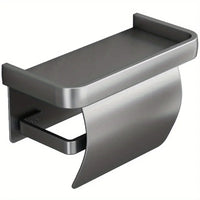 Porte-Papier Toilette Mural avec Tablette et Couvercle, Noir, Gris ou Argenté