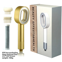 Pommeau de Douche Filtrant à Tête Ovale Ajourée, Cartouche Charbon, 7 Coloris