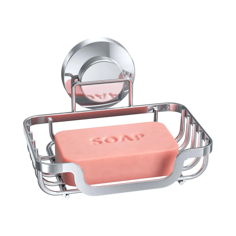 Porte-Savon Ventouse Drainant en Métal Sans Perçage, Blanc, Noir ou Chromé
