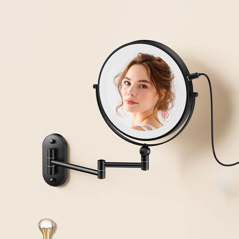 Miroir Grossissant LED Tactile Pliant Mural Rechargeable 3X 5X 7X 10X