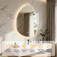 Miroir LED Salle de Bain Forme Goutte Rétroéclairé Anti-Buée Mémoire