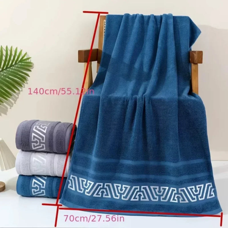 Serviette de Bain Coton Peigné Frise Grecque 70 x 140 cm