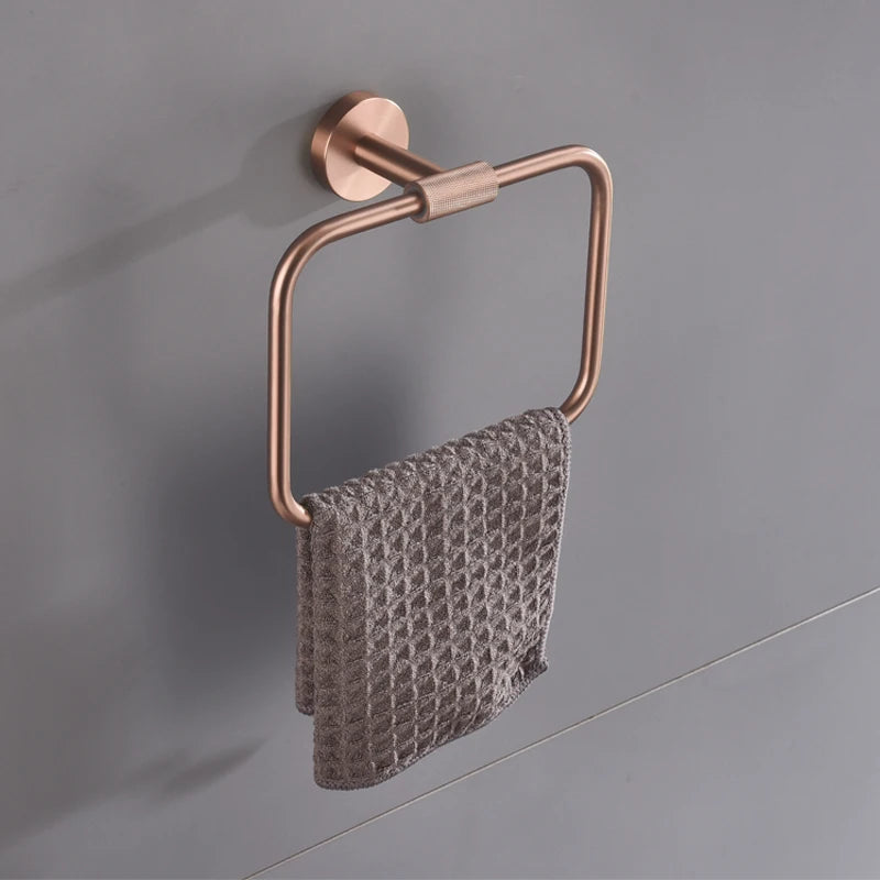 Ensemble d'Accessoires de Salle de Bain Or Rose avec Étagère