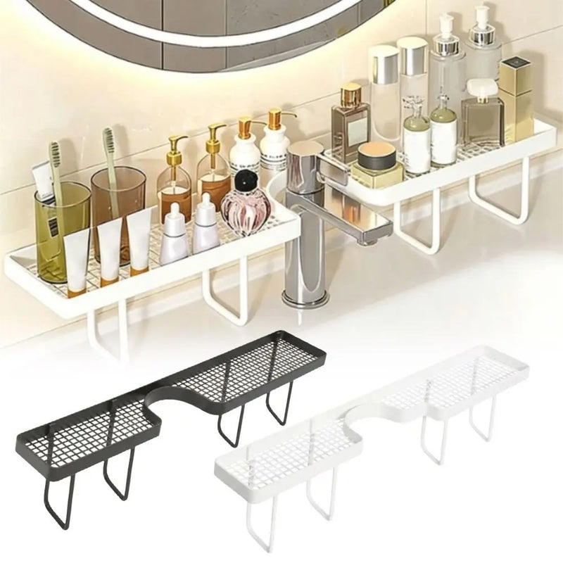 Étagère de Robinet pour Lavabo Sans Perçage, Noir ou Blanc, 50 cm