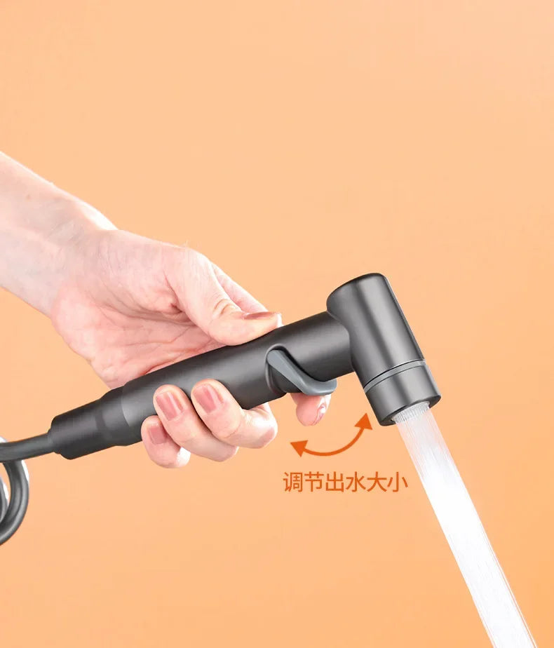 Douchette WC Valve Double Commande et Flexible Spiralé Extensible 2 m