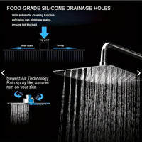 Pommeau de Douche Pluie Carré Inox 20 x 20 cm Ultra-Mince