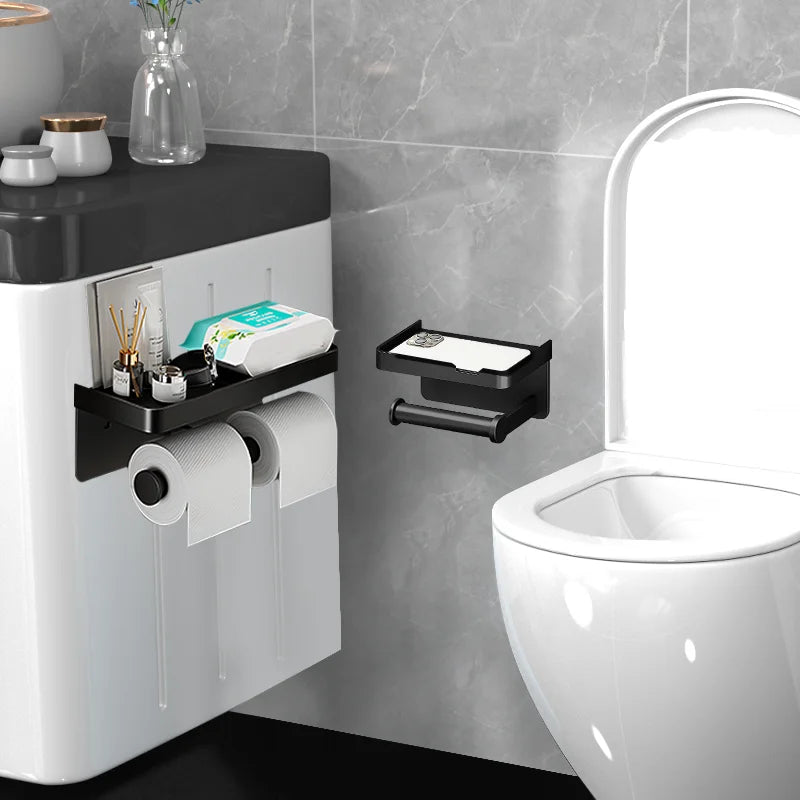 Porte-Papier Toilette Mural Aluminium avec Tablette, à l'Unité ou Lot de 2, 4 Finitions