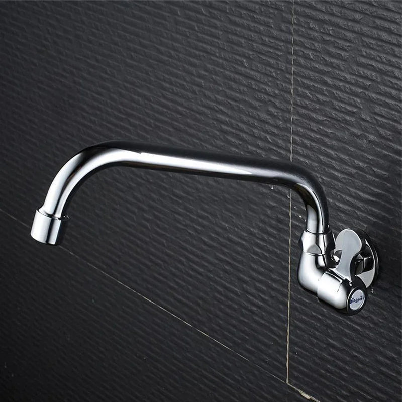Robinet de Cuisine Mural Eau Froide Laiton Chromé, Bec Pivotant 29 cm