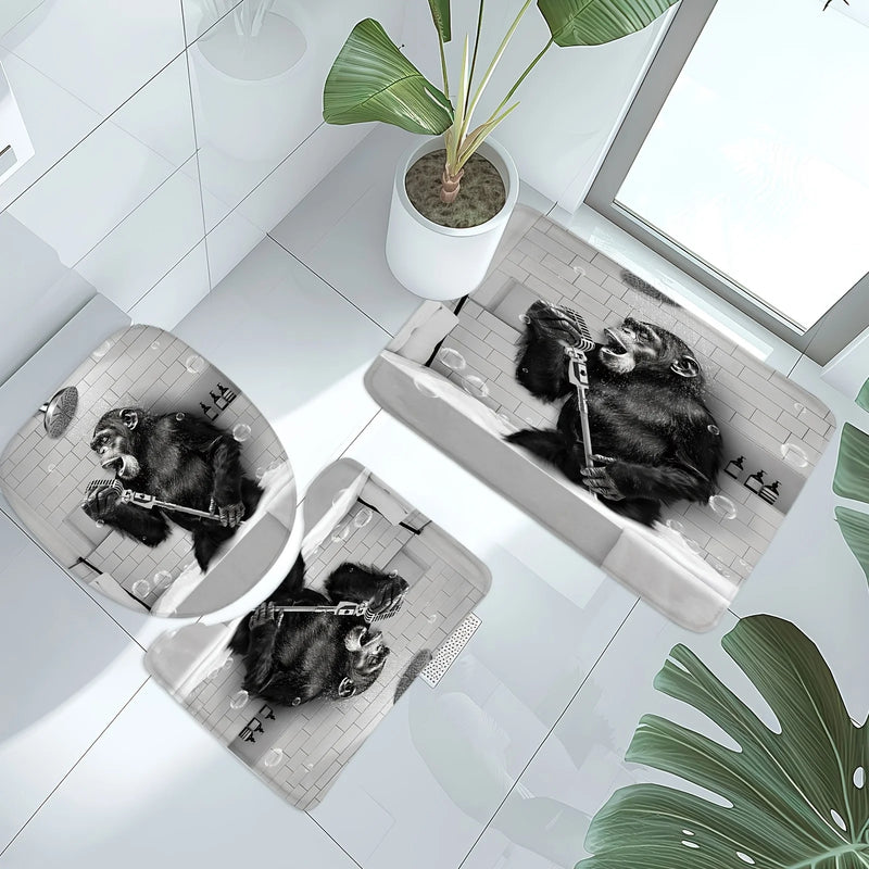 Rideau de Douche Chimpanzé Chantant Noir et Blanc 90 à 240 cm