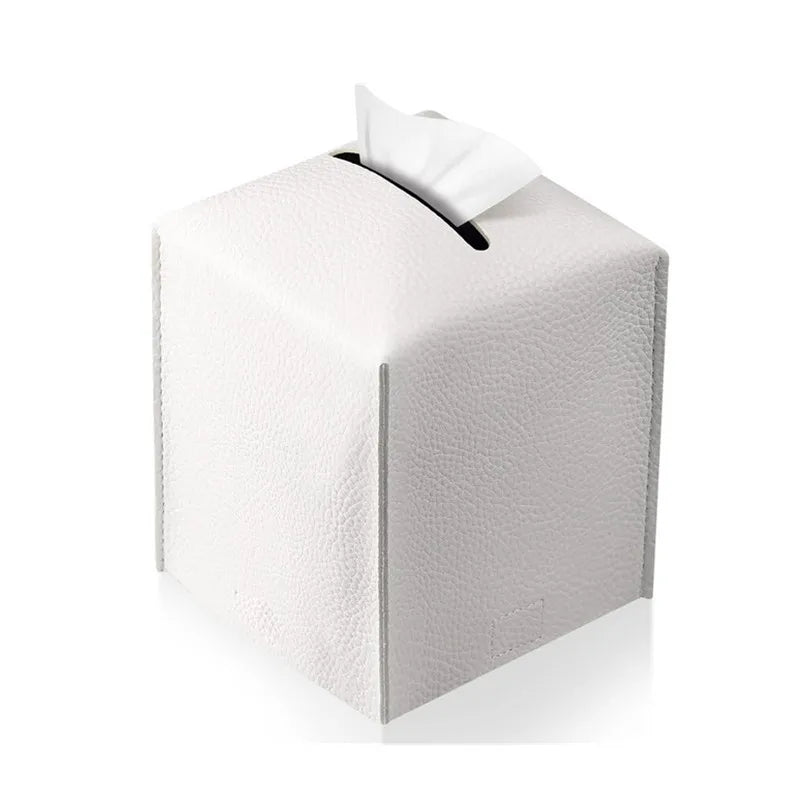 Boîte à Mouchoirs Carrée en Simili Cuir, Cube 12,8 cm, 5 Coloris