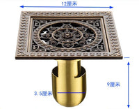 Bonde de Douche Carrée Laiton Vieilli Motifs Ciselés 12 cm