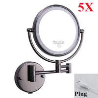 Miroir Grossissant Mural LED Bras Extensible Laiton, 3 Teintes de Lumière