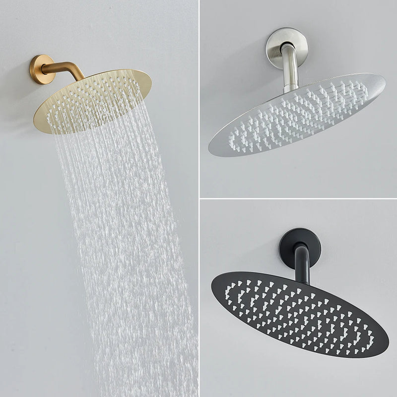 Douche Encastrable Effet Pluie Doré Brossé 20 cm