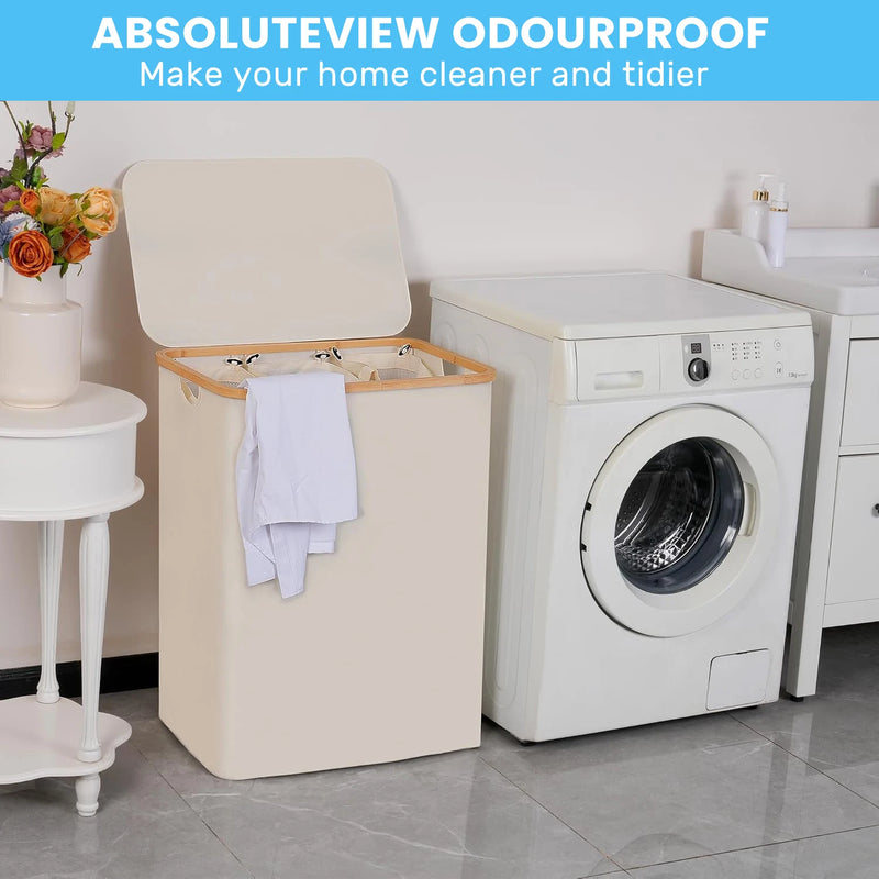 Panier à Linge Étroit avec Couvercle et Sacs Amovibles, 100 L ou 160 L
