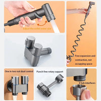 Douchette WC Valve Double Commande et Flexible Spiralé Extensible 2 m
