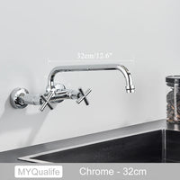 Mitigeur de Cuisine Laiton Antique Bec Long Pivotant Double Poignée