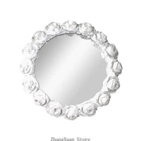 Plateau Miroir Rond Roses en Relief Doré ou Blanc 25 cm