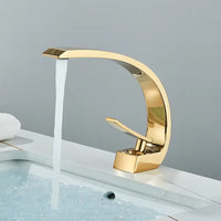 Mitigeur Lavabo Monotrou Courbé en Laiton, 6 Finitions