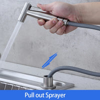 Douchette Évier Cuisine Extractible Inox avec Socle, Noir ou Brossé