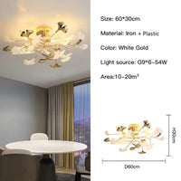 Suspension Cuisine Feuilles de Ginkgo Doré, Céramique ou Acrylique, à la Pièce