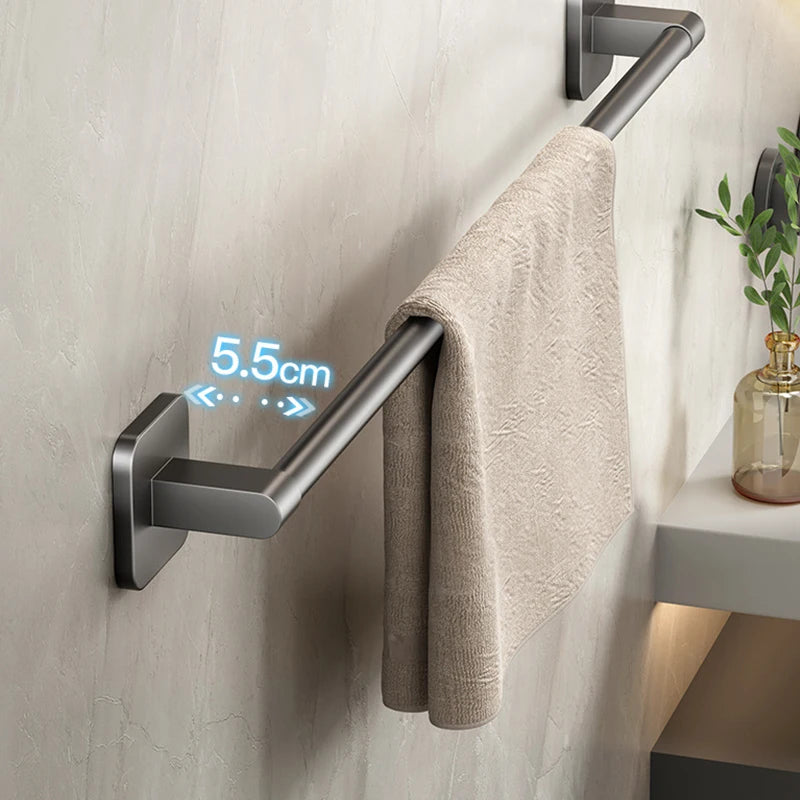 Porte-Serviette Sans Percer Aluminium Gris Anthracite 30 à 50 cm