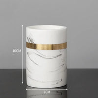 Accessoires Salle de Bain Effet Marbre et Doré à la Pièce, 7 Articles
