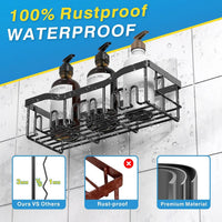 Étagère de Douche Sans Percer Inox Noir, Lot de 5 Pièces