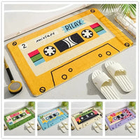Tapis de Bain Cassette Rétro Antidérapant en Microfibre, 6 Motifs, 40 x 60 à 80 x 120 cm