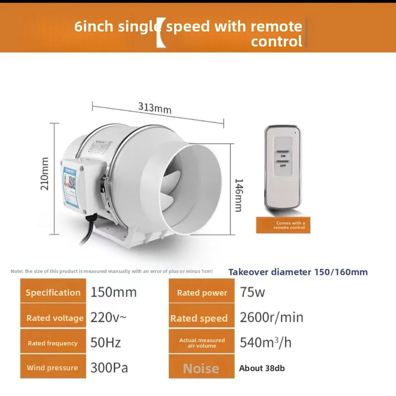 Extracteur Salle de Bain en Ligne 10, 12,5 ou 15 cm, Télécommande