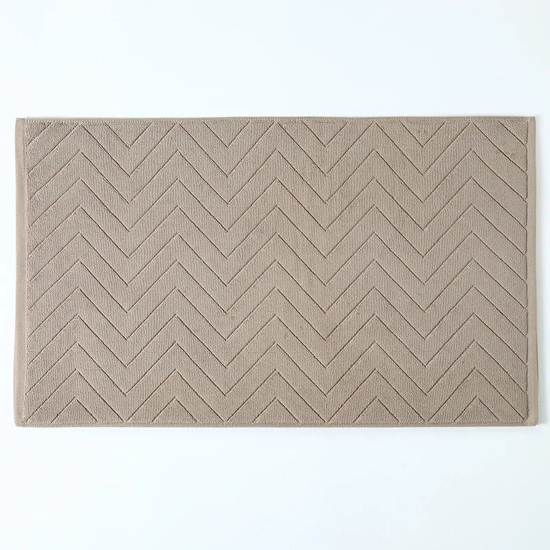 Tapis de Bain Coton Absorbant 45 x 75 cm, Motif Chevrons ou Cadre