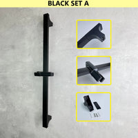 Barre de Douche Réglable Inox 64 cm, Ronde ou Carrée, 6 Finitions