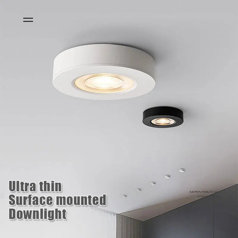 Downlight LED Cuisine en Saillie Ultra-Fin, Noir ou Blanc, 3 à 18 W