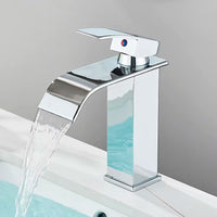 Mitigeur Lavabo Cascade Monotrou Inox 304, 7 Finitions, Modèle Bas ou Haut