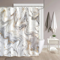 Rideau de Douche Effet Marbre en Tissu, 18 Motifs, 90 à 300 cm
