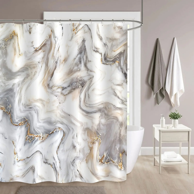 Rideau de Douche Effet Marbre en Tissu, 18 Motifs, 90 à 300 cm