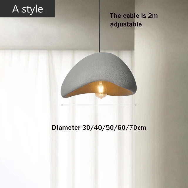Suspension Cuisine Wabi-Sabi en Résine, Blanc ou Gris, 30 à 80 cm
