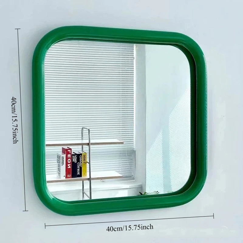 Miroir Mural Carré Angles Arrondis Cadre Inox Coloré 40 x 40 cm
