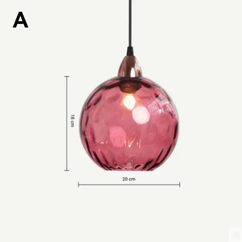 Suspension Cuisine Globes en Verre Coloré Texturé, 1 à 8 Têtes