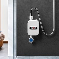 Mini Chauffe-Eau Instantané Électrique 3 500 W avec Douchette et Flexible Métallique