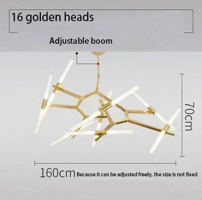 Suspension Cuisine Branches LED Doré ou Noir, 6 à 20 Lampes