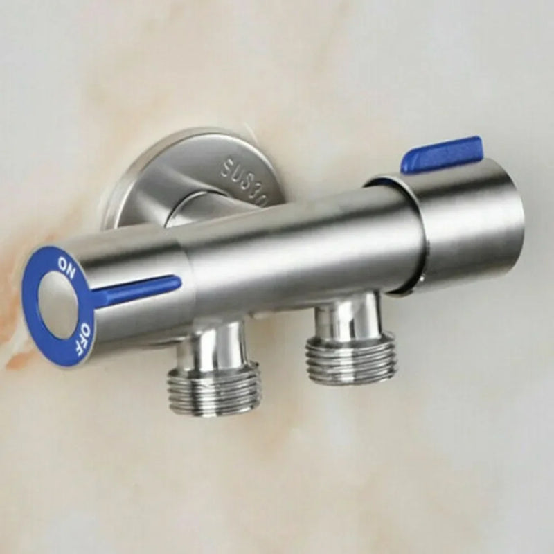 Déviateur Robinet d'Angle Inox 304 Brossé 1 Entrée 2 Sorties 11,8 cm