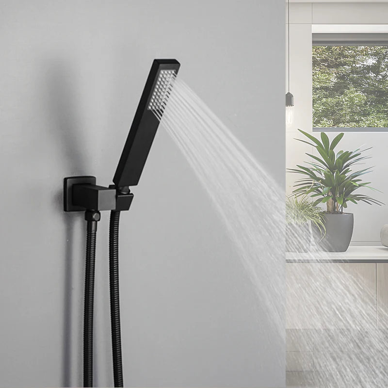 Pommeau de Douche Laiton Noir Mat, Douchettes et Supports à la Pièce