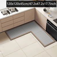 Tapis de Cuisine en L Diatomite Antidérapant, Bordure Noire, Marron ou Grise