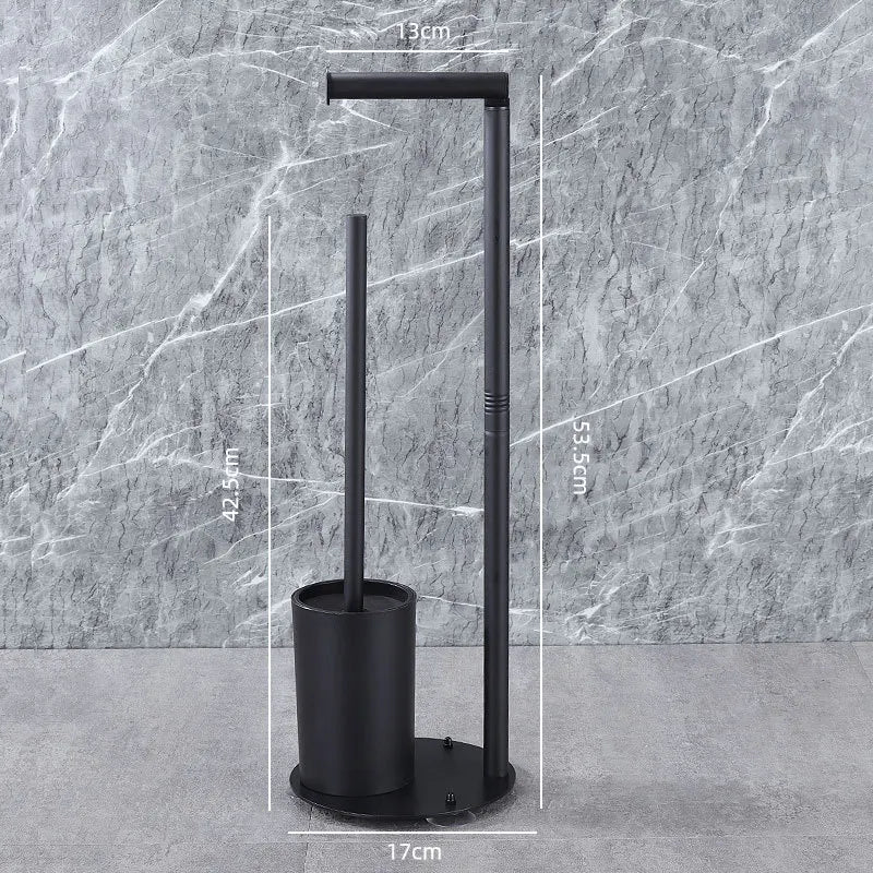 Porte-Papier Toilette sur Pied Noir, avec Réserve ou Porte-Brosse