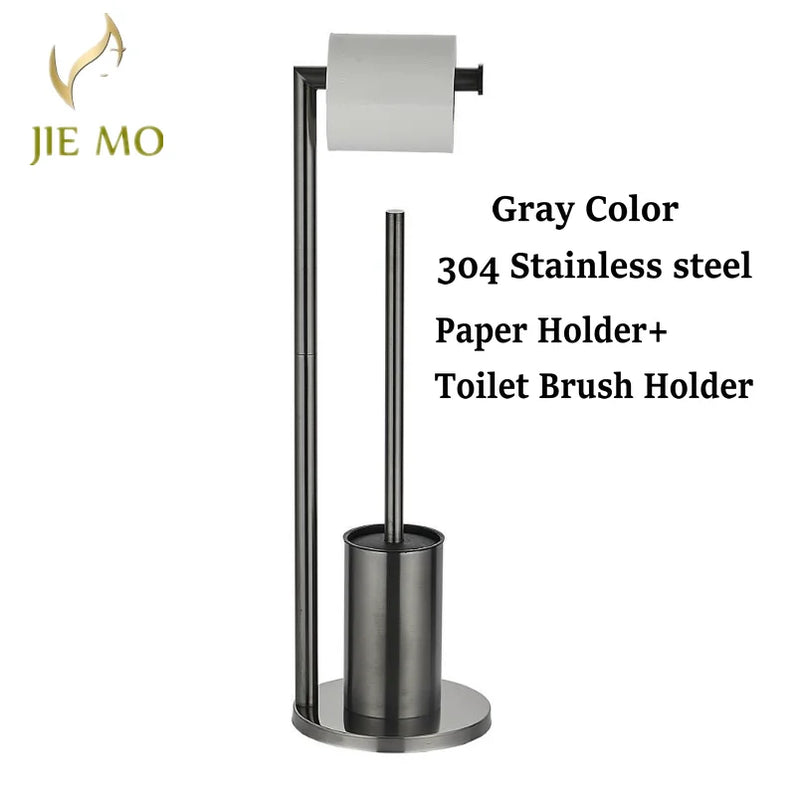 Porte-Papier Toilette sur Pied Inox 304 avec Réserve ou Brosse WC
