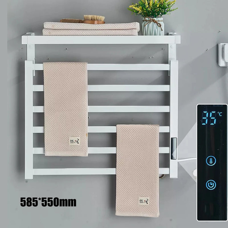 Porte-Serviette Chauffant Électrique Noir Tactile Inox