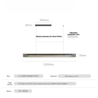 Suspension Cuisine Linéaire LED Verre Cannelé, 3 Finitions, 100 à 140 cm