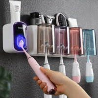 Porte-Brosse à Dents Mural Sans Perçage, 2 à 4 Gobelets, Distributeur Optionnel