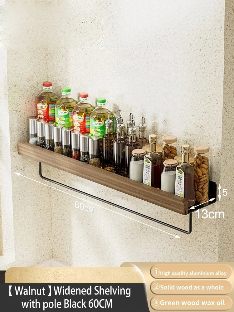Étagère Murale en Bois et Aluminium, Blanc ou Noir, 20 à 60 cm